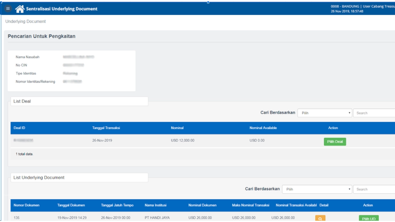 Portofolio BCA Sentralisasi underlying document